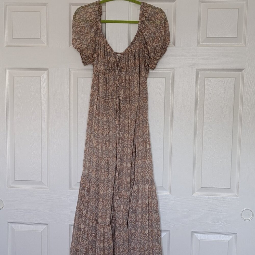 Moon River Patterned Maxi Dress - Large